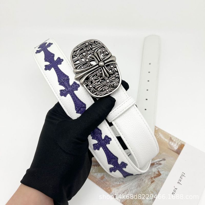 个性荔枝纹彩色克罗白色皮带男女文艺青年腰带复古时尚藤蔓滚轮十|undefined
