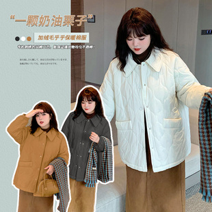 Small lapel rhombus cotton-padded coat for women winter New plus size women's clothing ins style slimming warm coat 410806