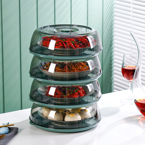 Household dining table multi-layer insulation dish cover winter kitchen leftovers dust-proof fresh-keeping cover transparent food dish cover