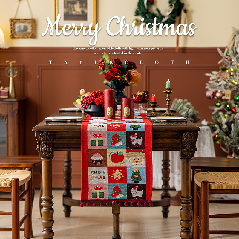 新しいクリスマススタイルテーブルフラグレッドライト高級西洋レストラン暖炉キャビネットロング布雰囲気テーブルフラグクロスボーダー配送|undefined