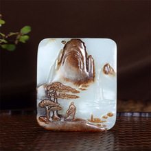 送料無料 和田玉彫刻 男根/菩提達磨像 59g 箱付 時代物