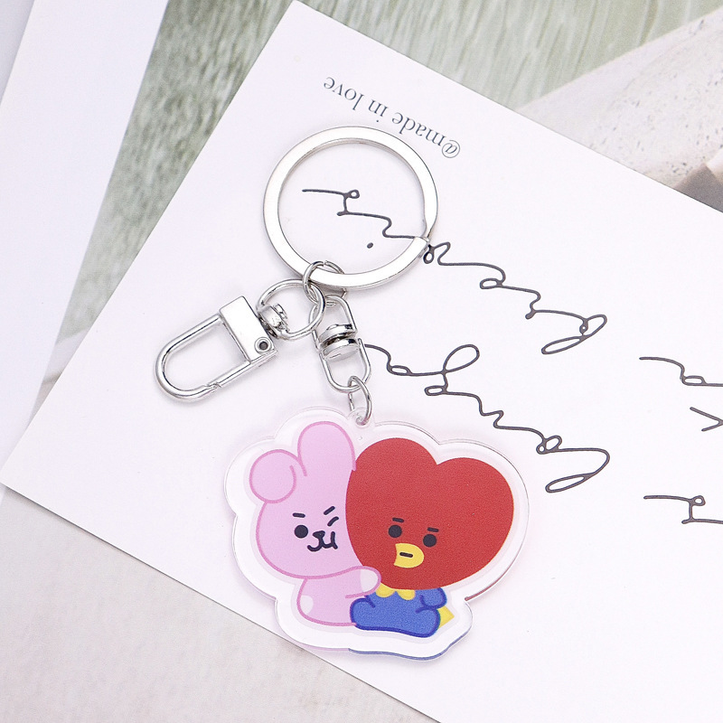 韓国版ボーイズグループ BT21 漫画キーホルダー男性と女性のカップル RJ TATA バッグ車のキーホルダーペンダント|undefined
