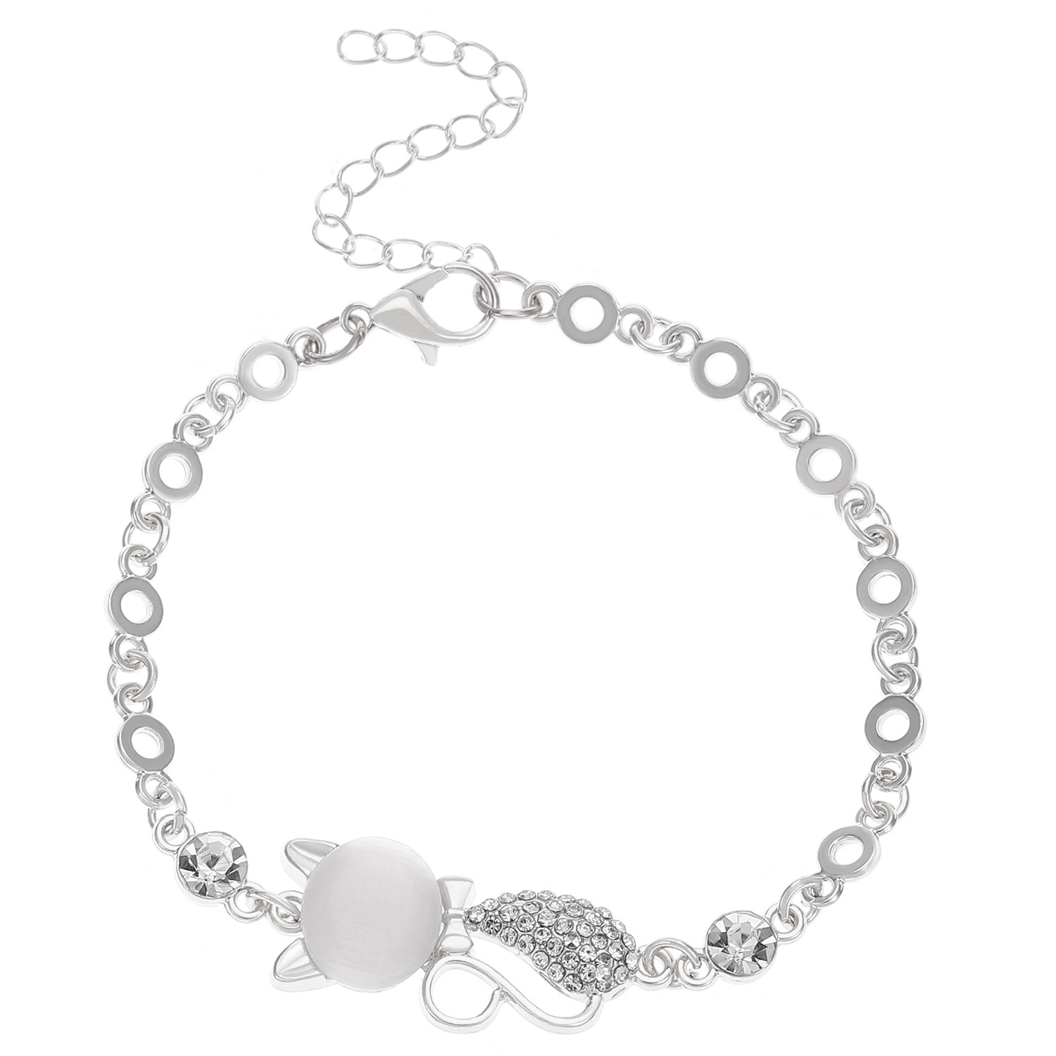 Fashion Design Exquisite Cute Cat's Eye Stone Cat Bracelet Necklace Earrings Dress Up Accessories Three-Piece Set Accessories_voghion.com