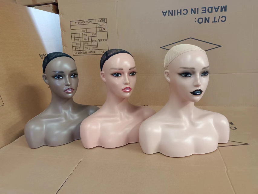 Modelo de doble hombro cabeza peluca modelo de cabeza modelo de doble hombro medio cuerpo pantalla de la cabeza peluca sombrero modelo cabeza apoyos soporte