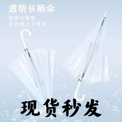 透明傘ストレートハンドル透明ロングハンドル自動子供大人旅行プラスチック傘インターネット有名人新鮮な広告傘