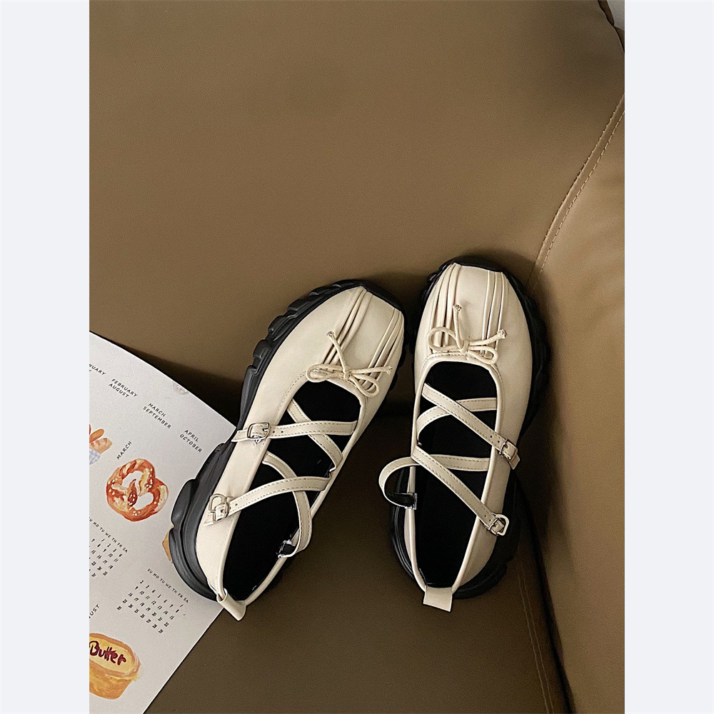 Modische und trendige Damenschuhe, flacher Mund, Ballettschuhe mit dicker Sohle, sportliche Mary-Jane-Schuhe, Mädchen-Retro-Nischen-Casual-vielseitiger, funktioneller Papa_voghion.com