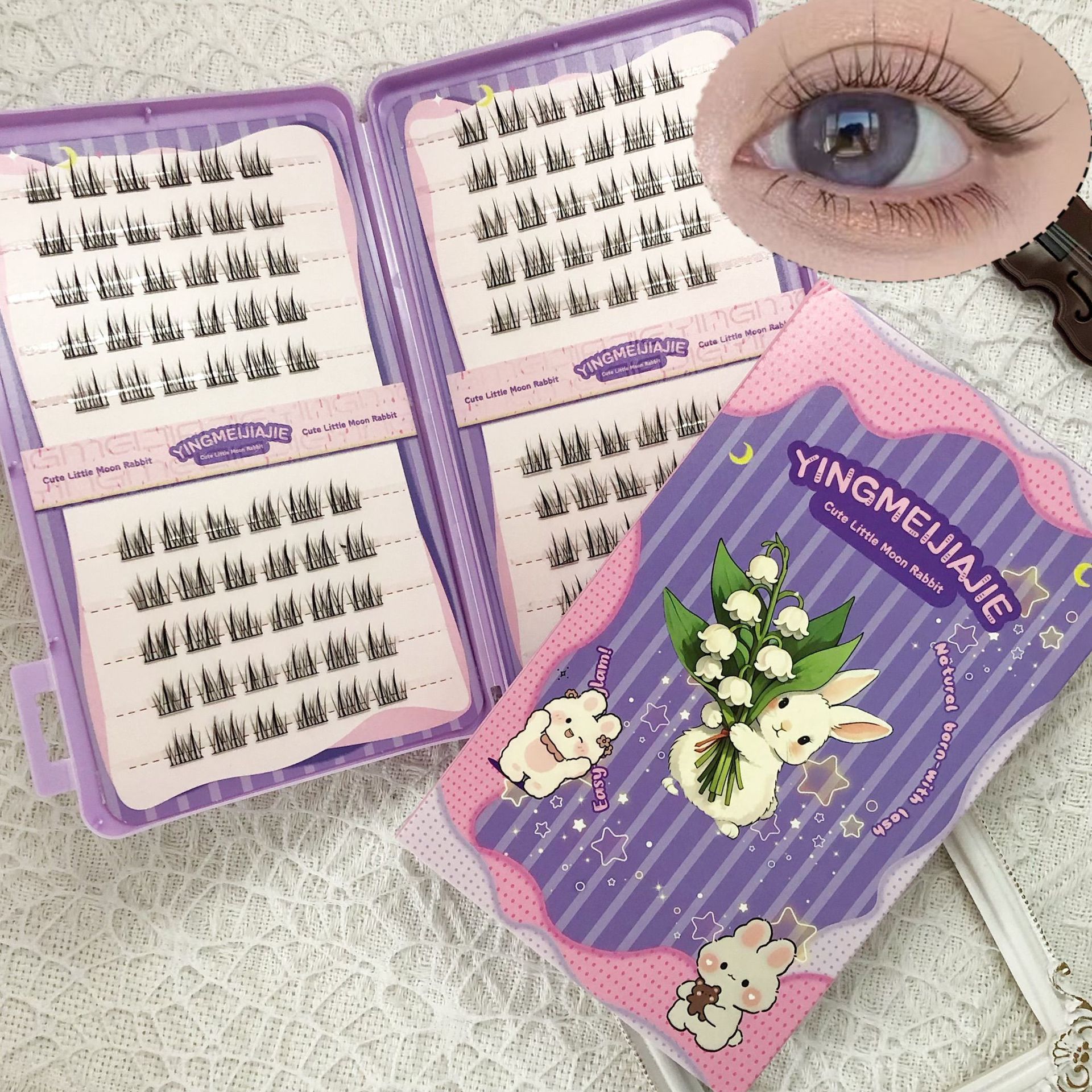 20 filas de paquete de caja de regalo de pestañas falsas transfronterizas, pestañas falsas densas, pestañas falsas sin pegamento.