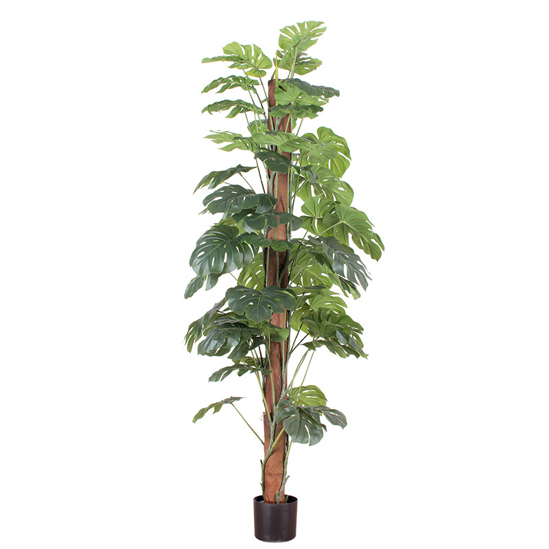 Paquete de tallo marrón sala de estar gran planta en maceta con simulación en maceta Monstera estilo selva tropical planta de hoja grande simulación espalda de tortuga