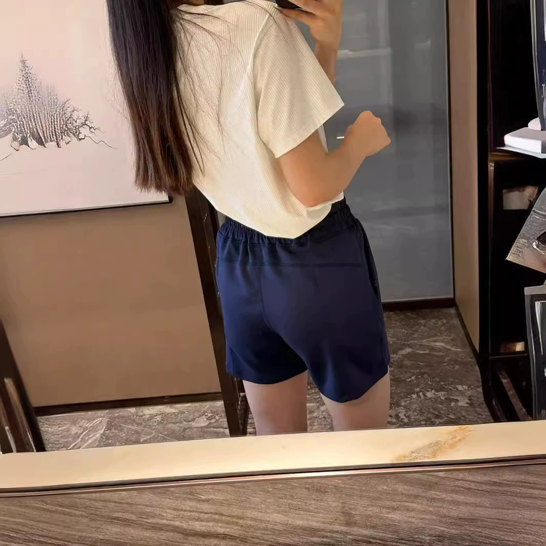 Шорты ladies Lulu лёгкого слоя воздуха, 2024 летняя жаркая взрывная высокая талия свободные и повседневные сочетания