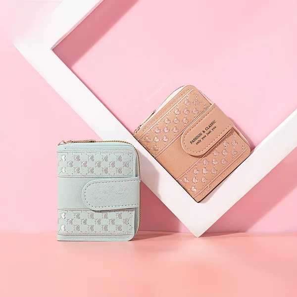New wallet women's short card holder women's high-grade cross-border printing zipper coin purse source factory