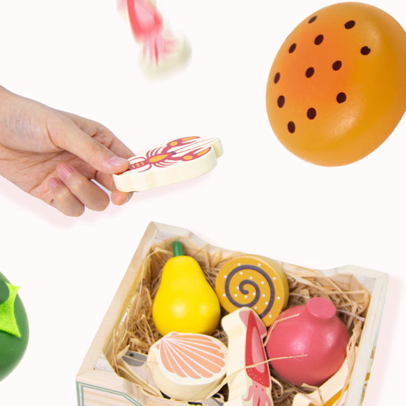 Juguetes transfronterizos CPC/CE Madera para niños Educación temprana Caja de frutas y verduras Juego de juegos de frutas y verduras