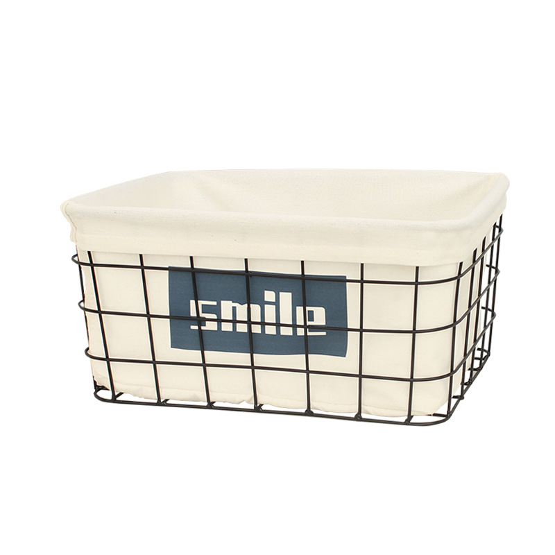 Cesta de almacenamiento sencilla de hierro forjado, caja de almacenamiento de escritorio para refrigerios, artículos diversos, mascarillas faciales, cosméticos, calcetines, almacenamiento y organización.