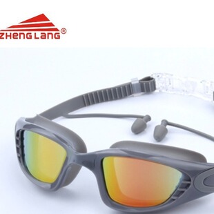 Zhenglang Anti-fog, Waterproof, Anti-falling, Earplugs, Colored Gold Swimming Goggles, Adult Unisex Silicone Swimming Goggles, Cross-border Supply