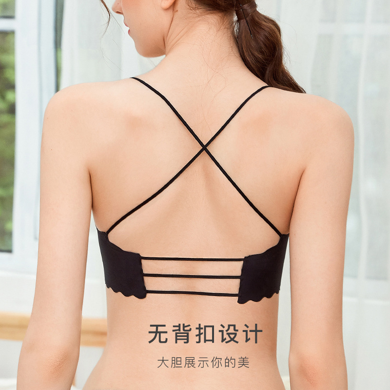 Verano nueva Cruz de belleza espalda delgada correa para el hombro de la niña no tamaño sujetador suave sin costuras inalámbrico transpirable ropa interior