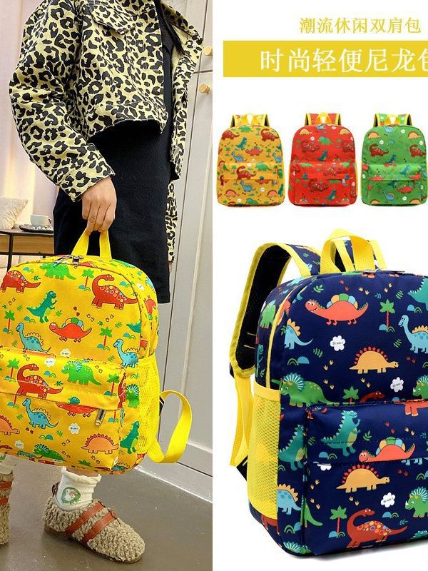 Mochila Escolar de Dinosaurio de Nylon, Transpirable y Resistente al Desgaste, para Educación Escolar