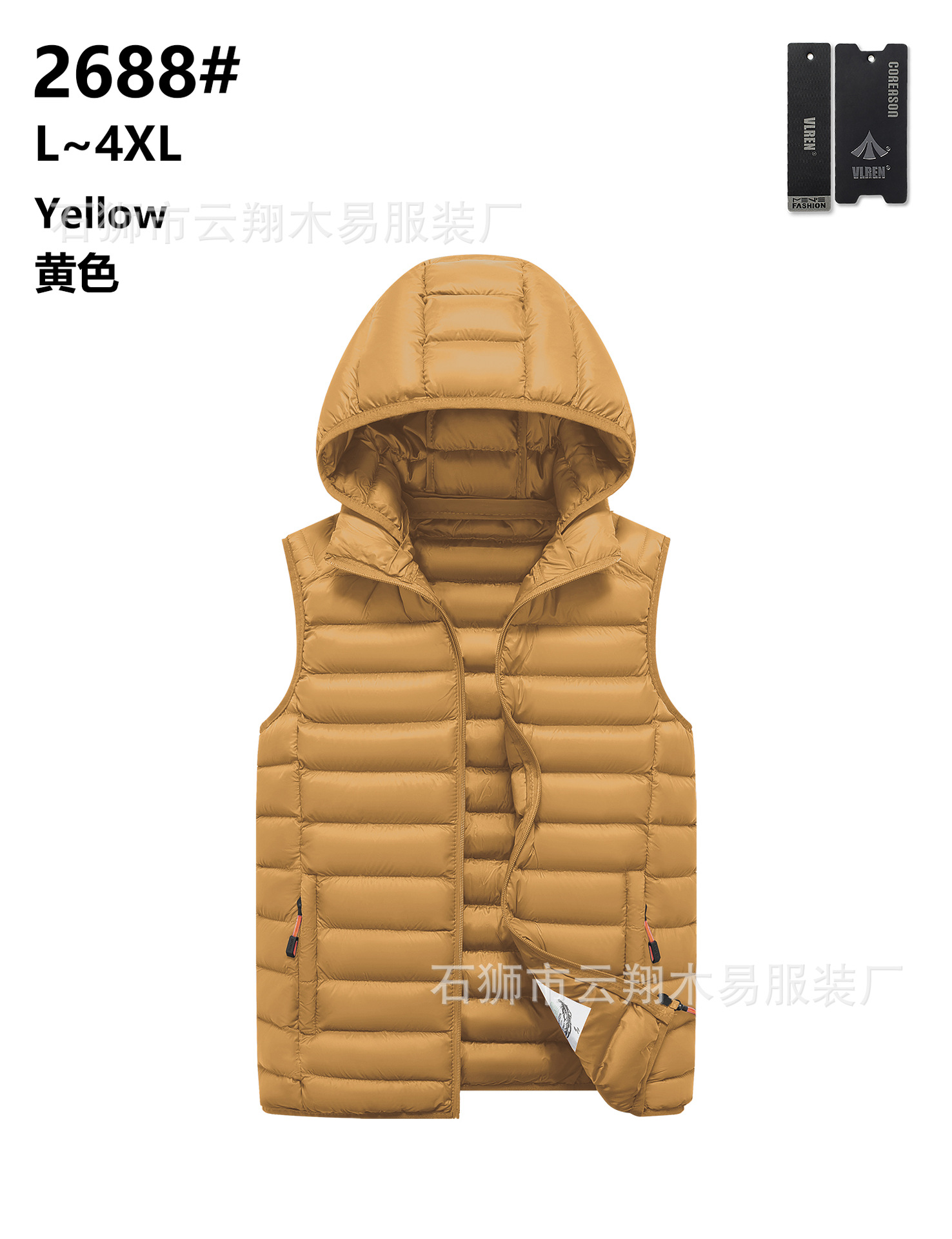 2023 Chaleco de algodón transfronterizo costillas engrosadas con capucha Chaleco de algodón raqueta de algodón europeo y americano Comercio exterior al por mayor