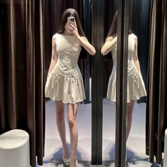 外国貿易卸売りアマゾンZAシリーズフランス式ヘボン風ファッション快適ノースリーブショートワンピース315227