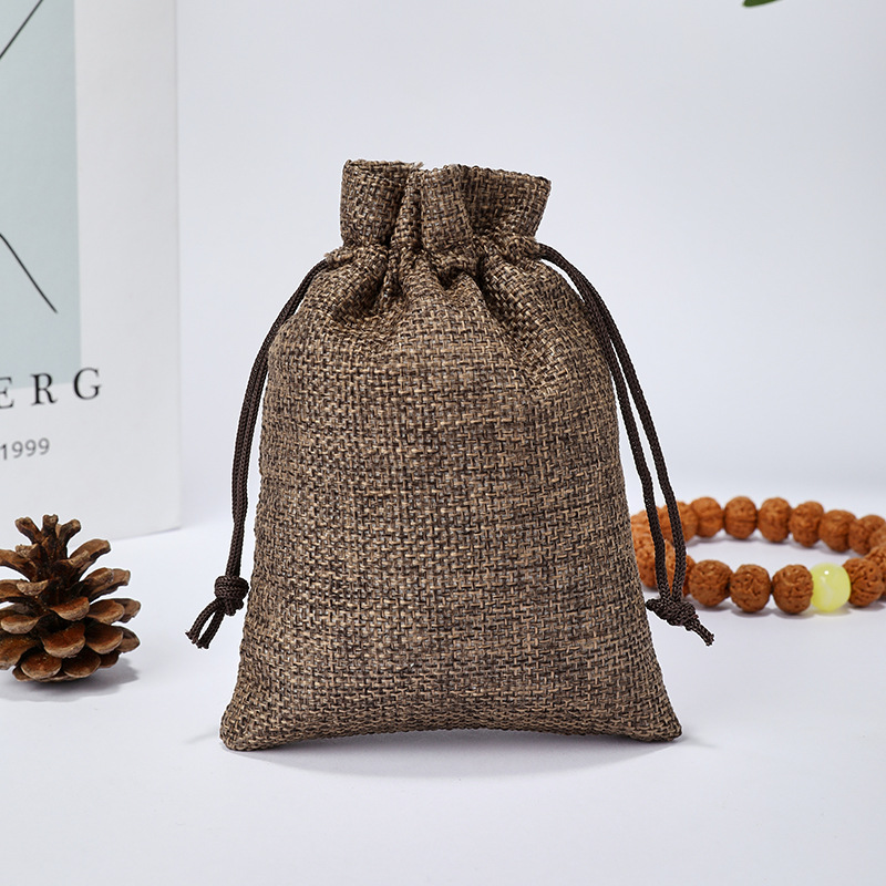 Fábrica en stock bolsa de lino Wenwan bolsa de embalaje de la joyería bolsa de té zongzi Almacenamiento de lino bolsa de cordón al por mayor