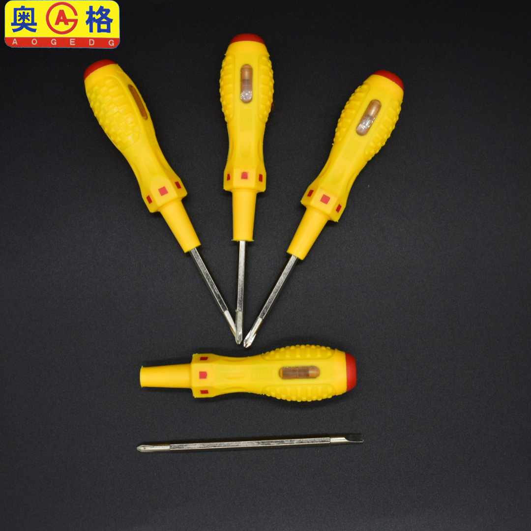 奥格A159包胶电笔加磁两用防摔可当螺丝刀临沂批发换头测电笔