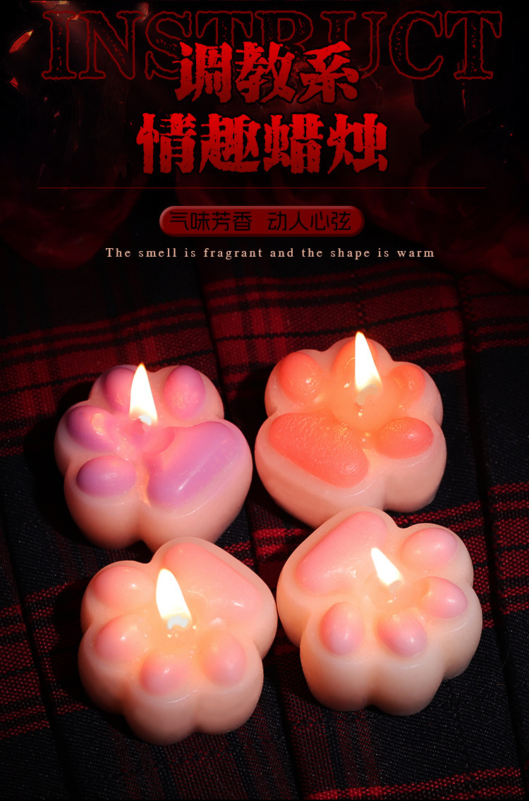 Cat Paw Low-Temperature Massage Candle in Pink Soy Wax for Adult Couples — detail image 12