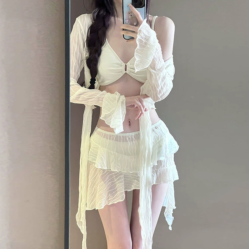 Комплект бикини оптом: корректирующий, скрывающий живот, сексуальный, с лентами, для отпуска, класса люкс, для термальных источников, раздельный купальник из двух частей