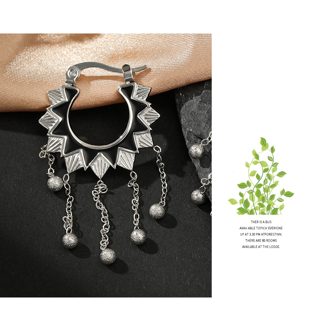 Fashion Geometric Stainless Steel Tassel Gold Plated Hollow Out Earrings 1 Pair