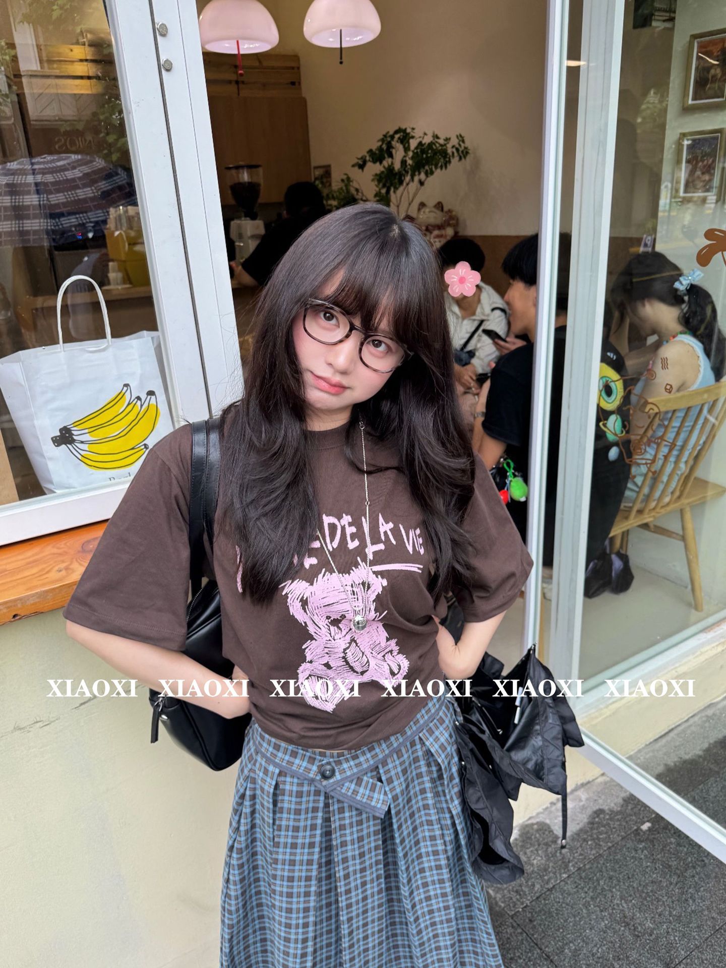 Korean High-End Goods! Quality Ad Hand-Painted Bear Print Pure Cotton Short-Sleeved Loose Casual Men's and Women's Couple T-Shirt