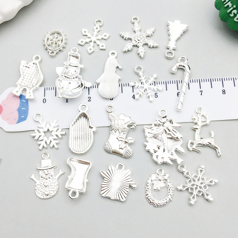 新しい明るい銀クリスマス雪だるま雪花シリーズペンダントdiyブレスレットネックレスアクセサリー|undefined