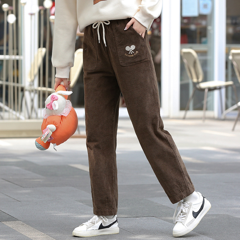 21513灯芯绒裤子秋冬初中学生韩版宽松少女高中女生冬装加厚休闲