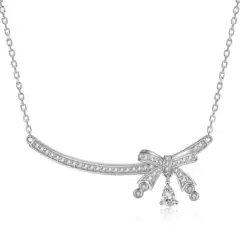Pure Silver Bow Necklace for Women, High-End Fashion, European and American Style, Same as Big Brands, Teardrop S925 Silver Pendant, Luxury