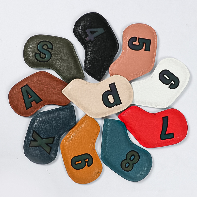 Golf Iron Cover Double-sided Colorful Digital PUOil Edge Craft Club Head Cap Cover Club Protective Cover