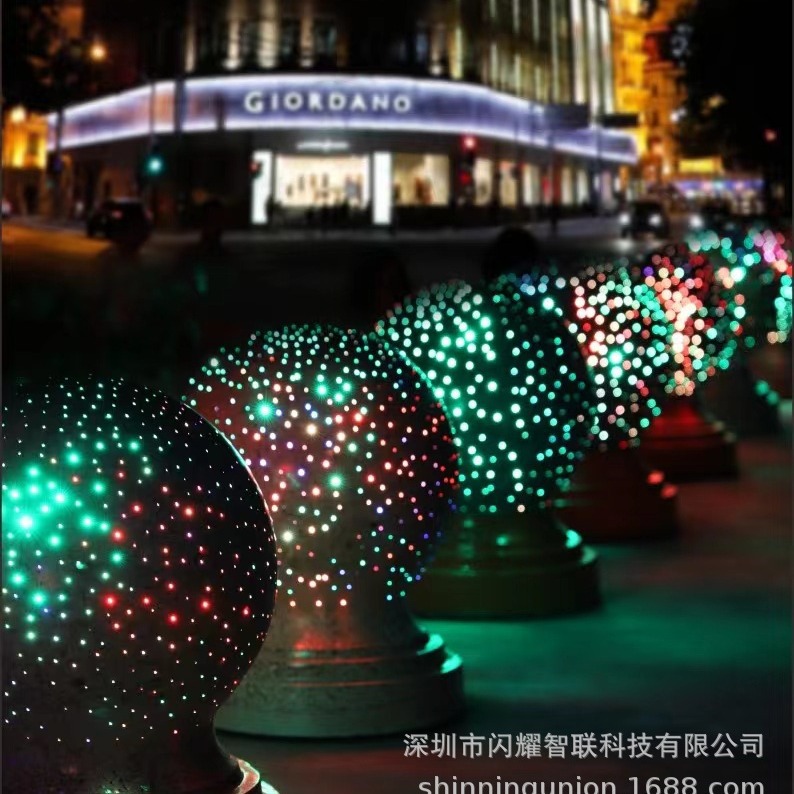 圆球形光纤发光挡车球 透光混凝发光柱砖 广场装饰艺术透光砼