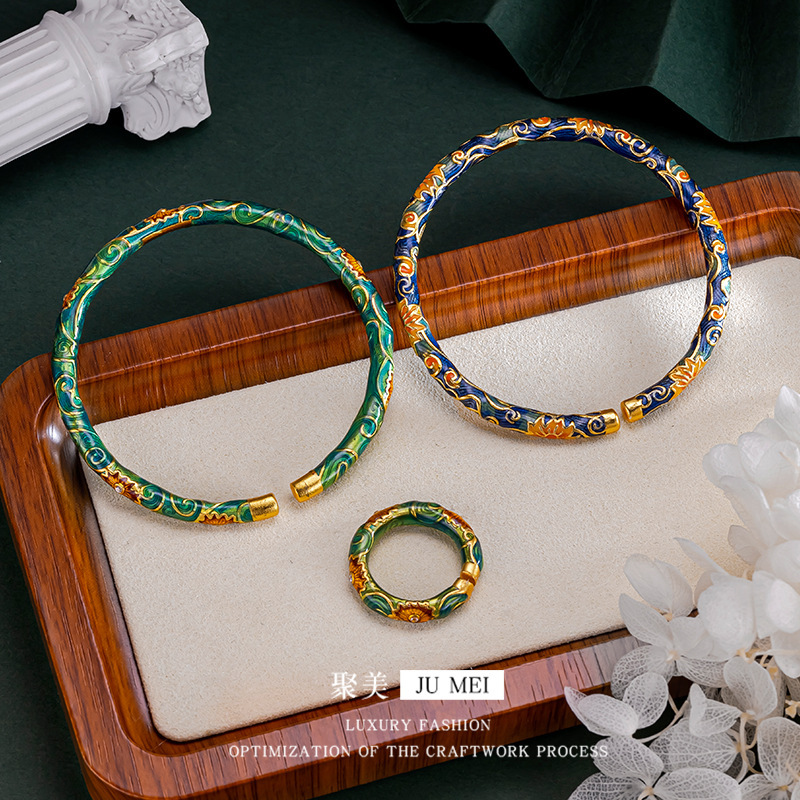 Fresh and Sweet Van Gogh Sunflower Enamel suit Enamel Color Opening Design Niche High-grade Girlfriend Jewelry