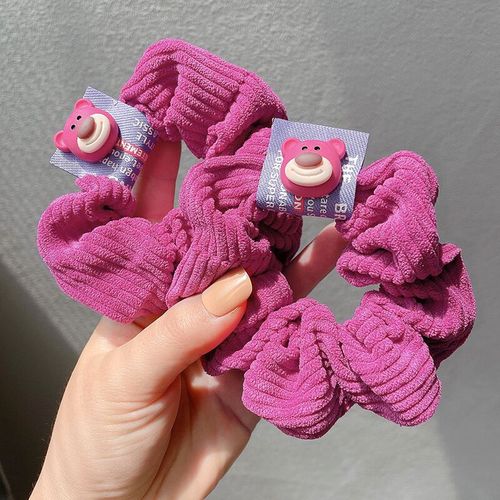 Strawberry Bear Large Intestine Hairband, Internet Celebrity, Cute Little Bear Elastic Hair Tie, Teenage Girl Hairband, Korean Round Hair Accessory