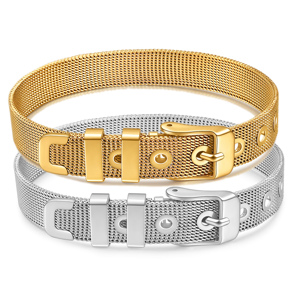 European and American Cross-Border Amazon New 18K Gold 10mm Watch Strap 304 Stainless Steel Fashion Mesh Bracelet Wholesale for Women