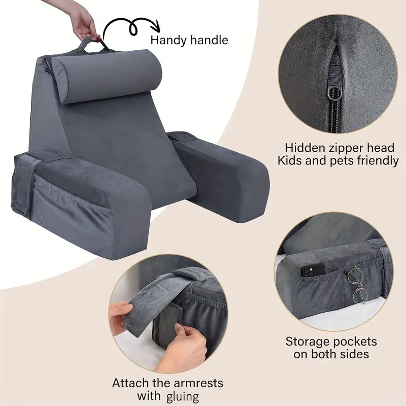 Amazon desmontable almohada multifuncional almohada de cama almohada de lectura sofá almohada almohada de cristal almohada de cintura almohada image 3