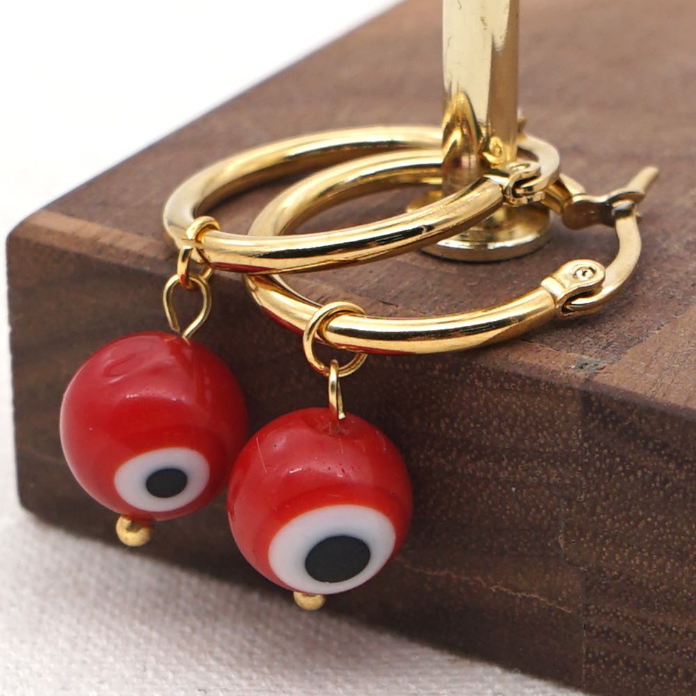 Bohemian Wild Fashion Eye Beads Big Hoop Earrings display picture 3