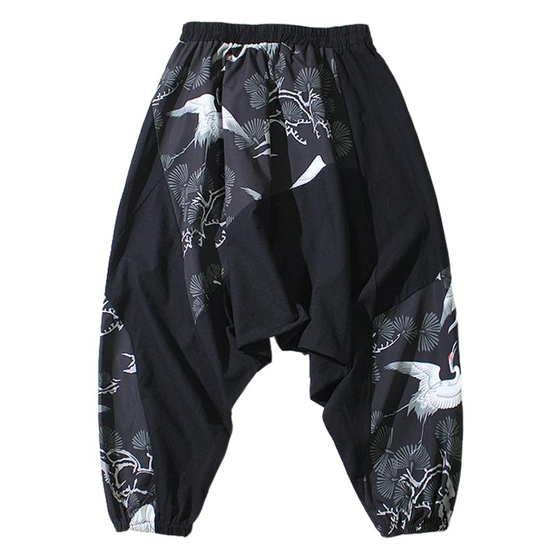 2019 Otoño e Invierno Nuevo estilo chino pantalones de hombre sueltos talla grande entrepierna pantalones de patchwork de entrepierna grande pantalones casuales de moda para hombre