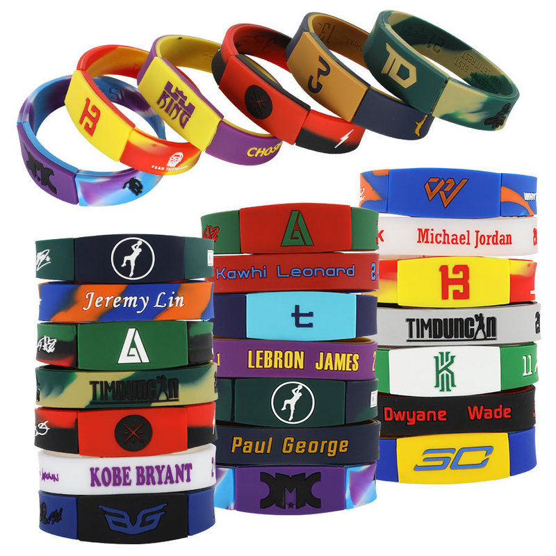 Double-Layer Thickened Silicone Bracelet Wrist Strap Sports Bracelet Star Bracelet Basketball Bracelet Wrist Strap Kobe James