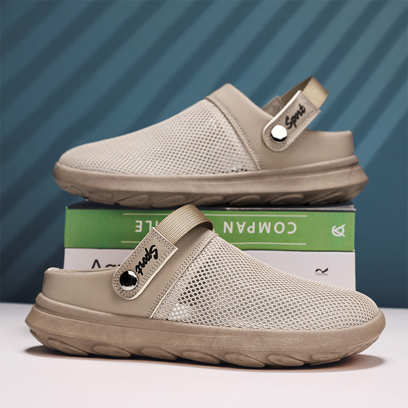 Primavera y verano de 2025 nuevos zapatos de hombre de moda simple puntera patas sandalias zapatos de playa sandalias ligeras casuales