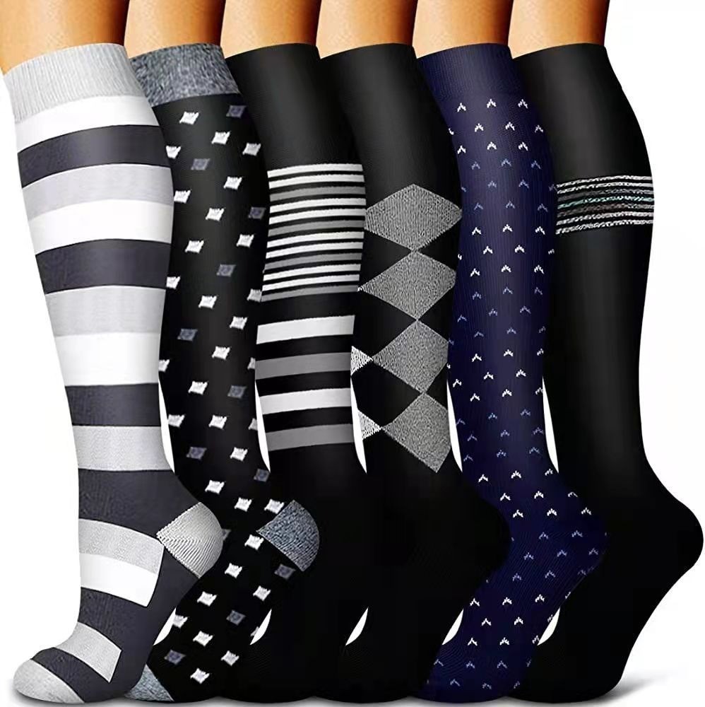 Juego de 6 pares de calcetines deportivos de compresión transfronterizos para fitness, calcetines largos de compresión para pantorrillas para hombres y mujeres, calcetines de compresión elásticos. image 51