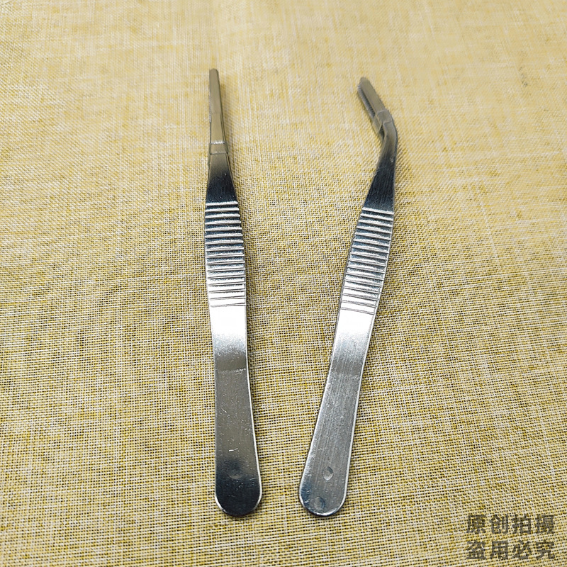 Pinzas rectas de acero inoxidable codo clip oído pegatinas oído agujero pegatinas yodo accesorios 12,5 cm pinzas cabeza redonda antideslizante