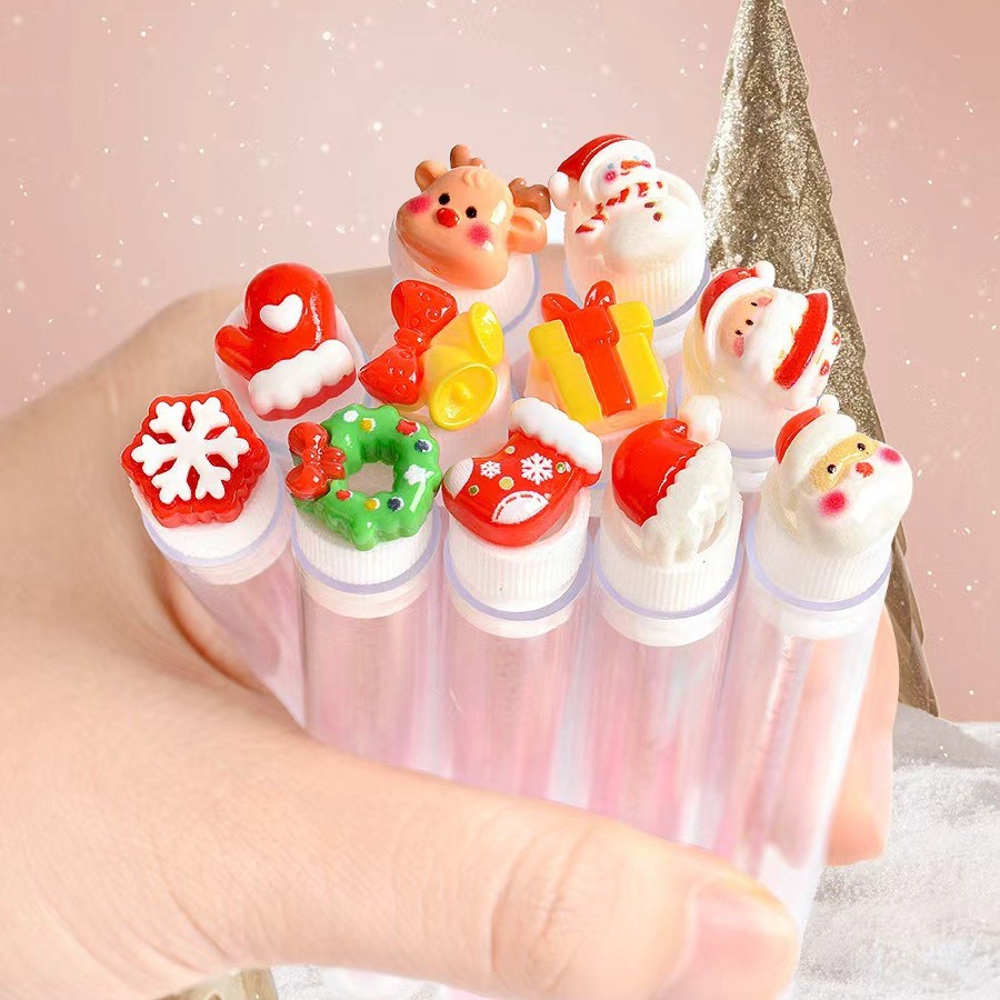 Christmas-Themed Eyelash Brush Tube-Packed Eyelash Comb Crystal Rod Spiral Brush Transparent Individually Packaged Eyelash Brush