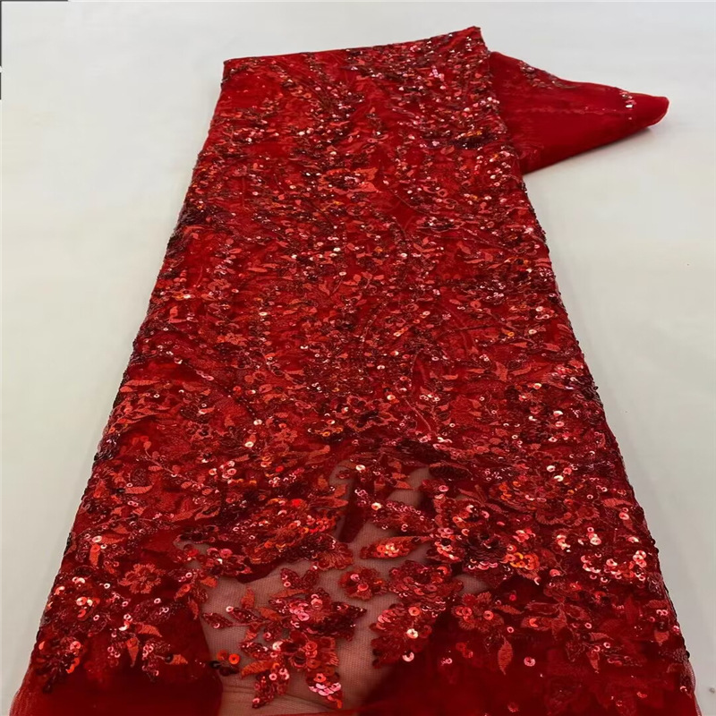 Rojo bordado flor lentejuelas vestido tela estilo chino novia brindis vestido cheongsam vestido tela JX3979