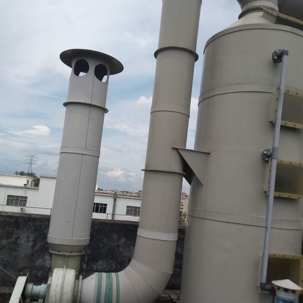 废气塔， 废气处理，中央空调，铁皮风管，降温通风，车间废气处