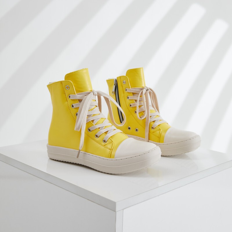 23 New European Station High-top Shoes Women Cross-border Couple Yellow Board Shoes European and American Foreign Trade Shoes Hip-hop Street Dance Shoes Cool