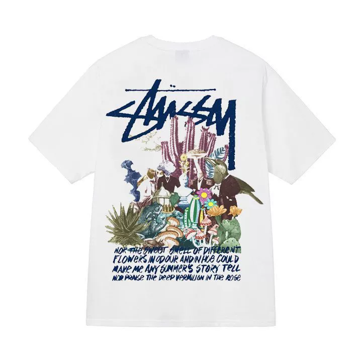 Футболка (Stussy) свободного кроя унисекс, короткий рукав, ткань 230 г, коллекция лета 2025