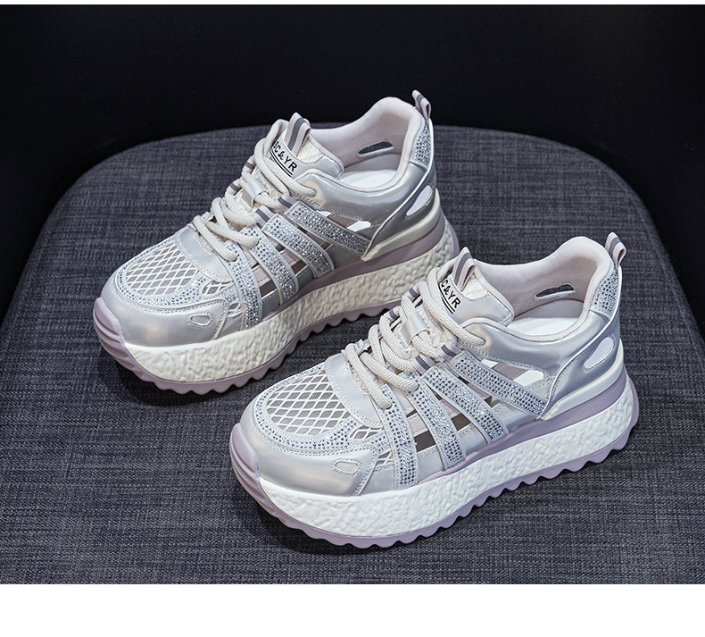 Giày sneaker chunky đế rỗng nữ mặt lưới thoáng khí đế dày mẫu mới mùa hè 2025 — M2865 màu tím, M2865 trắng ngọc trai chi tiết 22