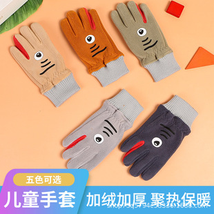 Children's winter warm gloves fleece-lined thick cartoon cute kids gloves student full finger windproof gloves