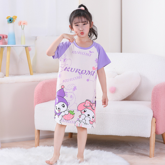 Pijama infantil princesa viento de verano nuevo pijama de niñas mangas cortas pacha perro vestido de dibujos animados ropa para el hogar